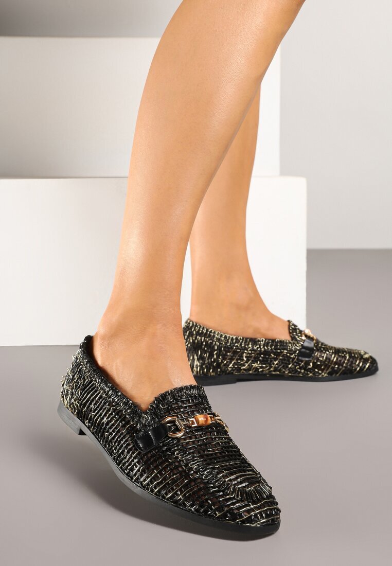 ideal Mocasini Negre Loafersy cu fata ajurată Kolarila