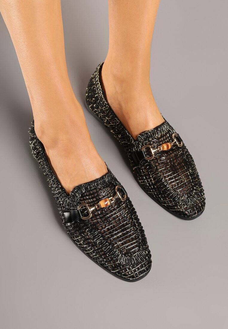 ideal Mocasini Negre Loafersy cu fata ajurată Kolarila