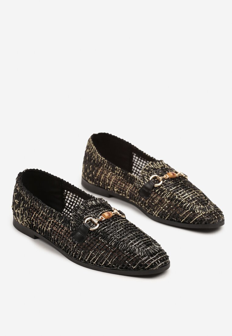 ideal Mocasini Negre Loafersy cu fata ajurată Kolarila