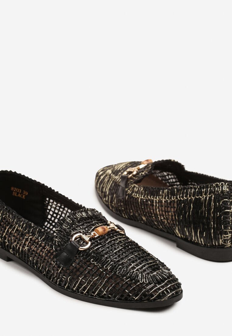 ideal Mocasini Negre Loafersy cu fata ajurată Kolarila