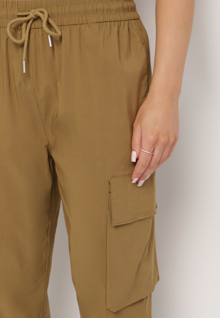 ideal Pantaloni Verde din Bumbac Tip Cargo cu Talie Înaltă Koloriela