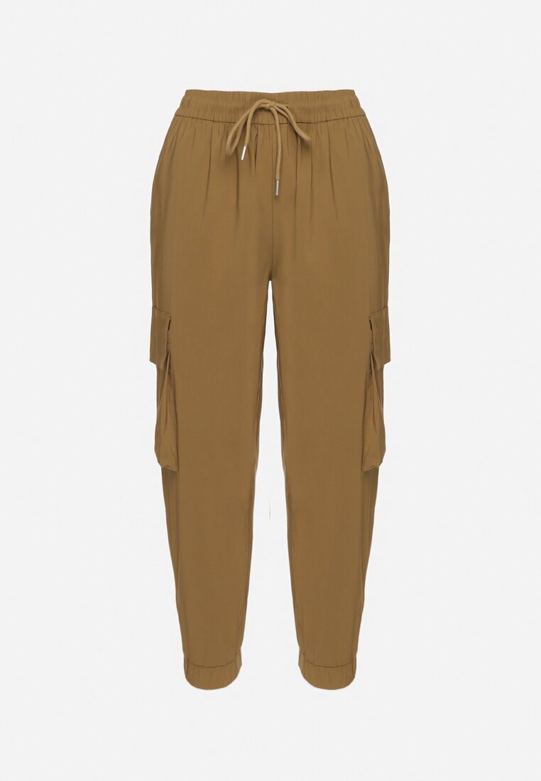 ideal Pantaloni Verde din Bumbac Tip Cargo cu Talie Înaltă Koloriela