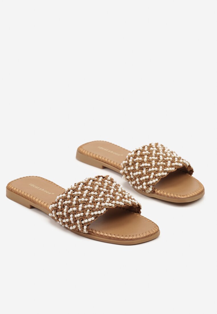 ideal Papuci bej închis cu Mărgele în Stil Boho Sorea