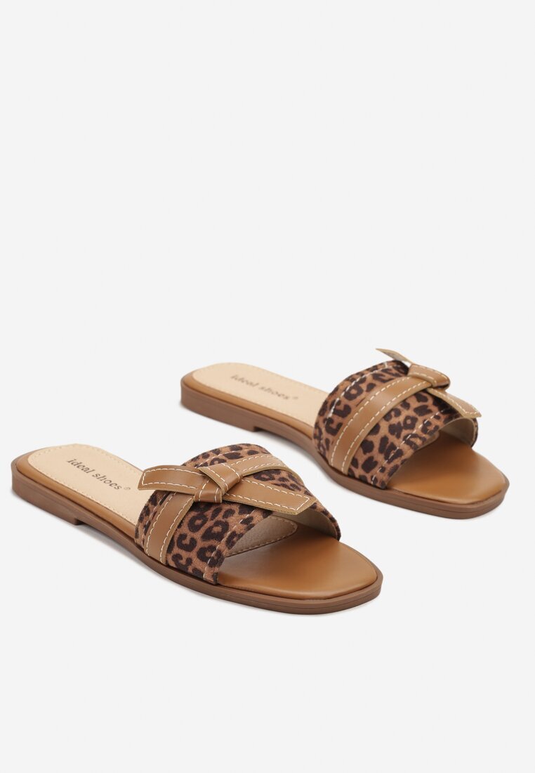 ideal Papuci leopard Ornați cu curea și nod Emwia