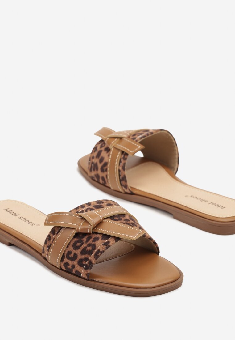 ideal Papuci leopard Ornați cu curea și nod Emwia