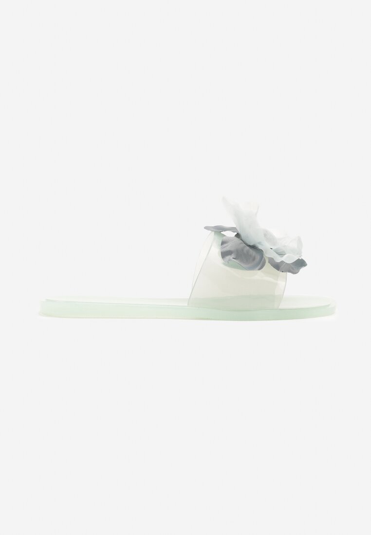 ideal Papuci Verde deschis cu Floare 3D și Zirconii Lurieta