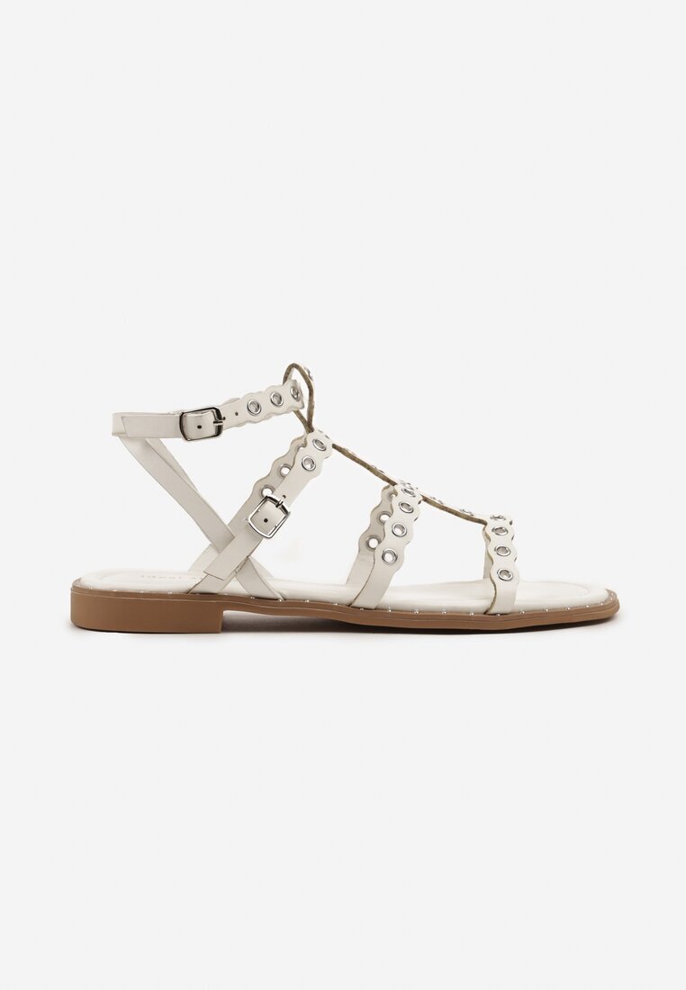 ideal Sandale Albe stil gladiator cu nituri Divonne