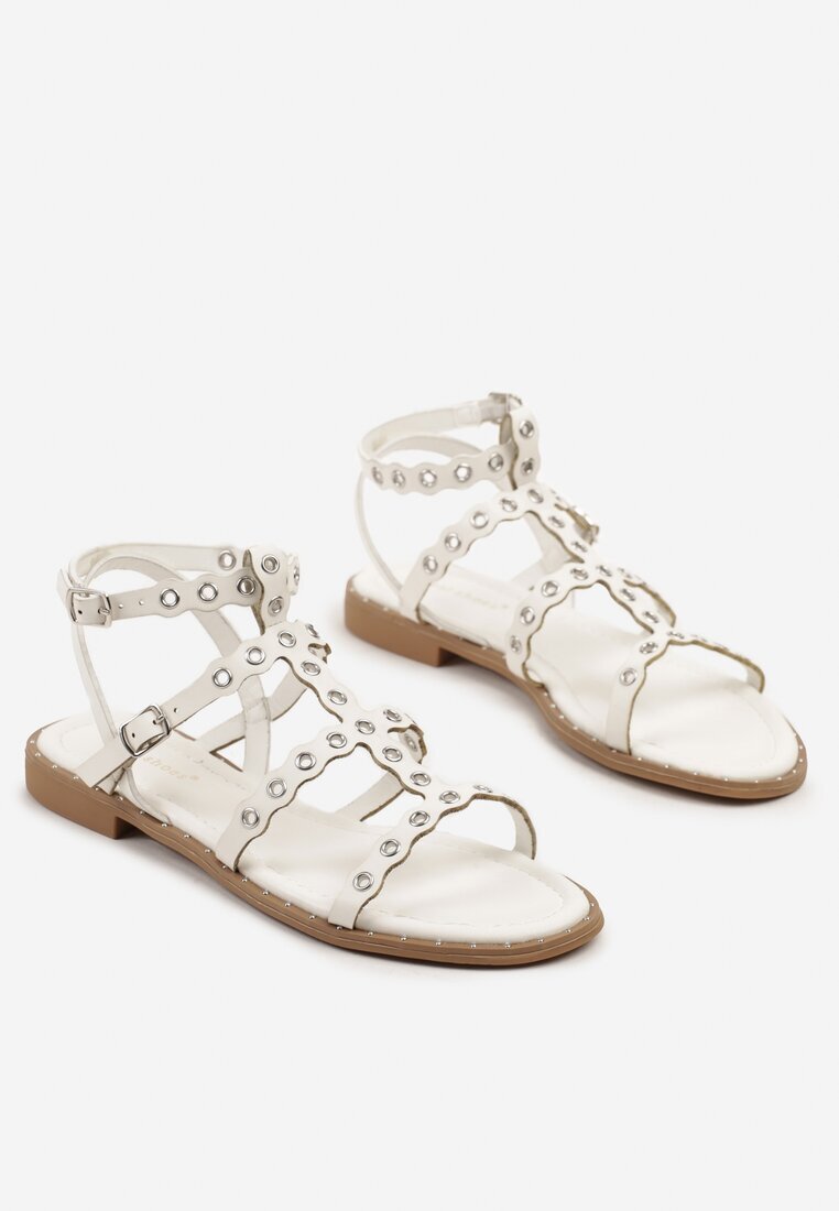 ideal Sandale Albe stil gladiator cu nituri Divonne