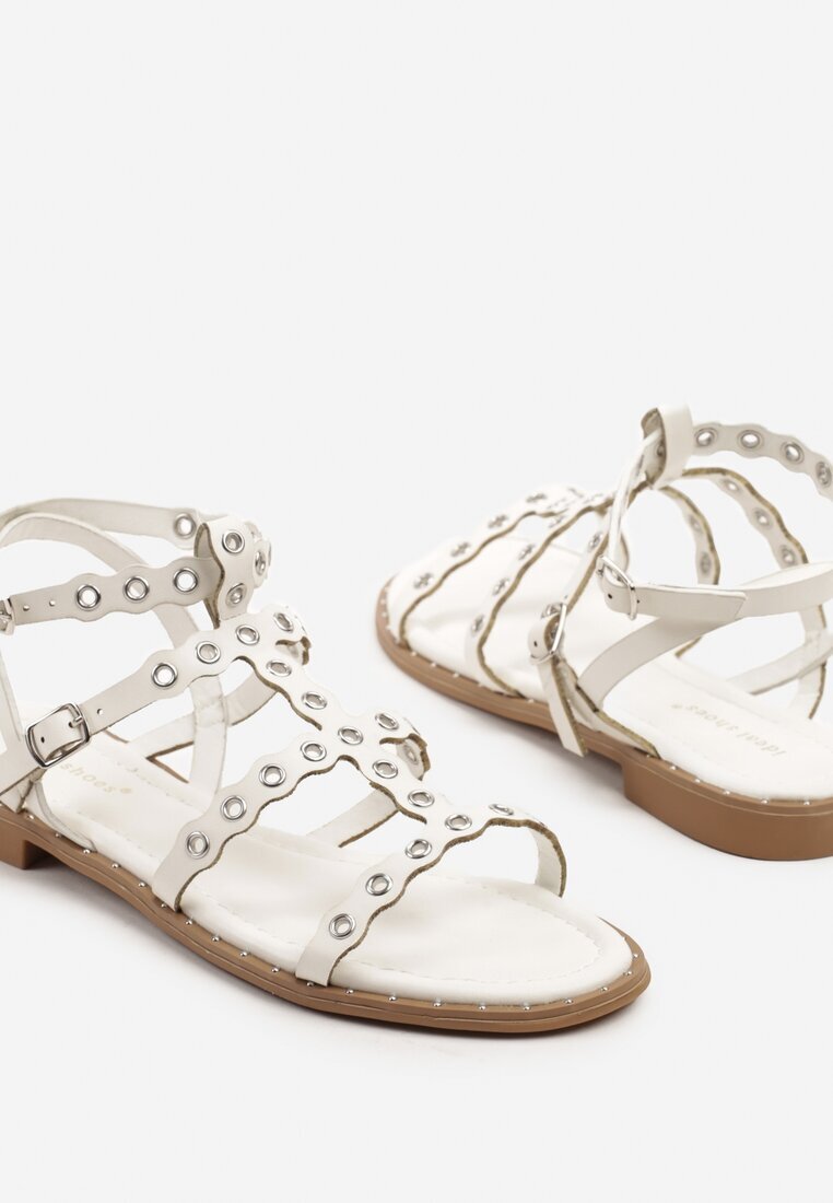 ideal Sandale Albe stil gladiator cu nituri Divonne