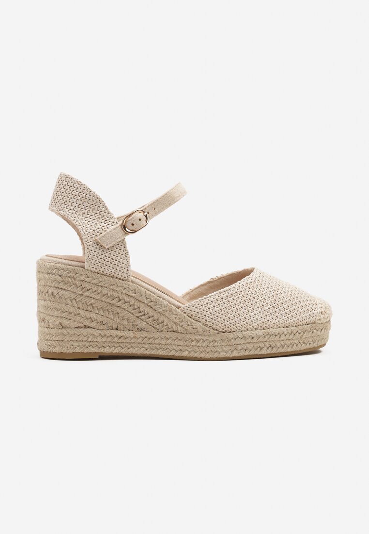 ideal Sandale Bej în stil Espadrile pe Pană Împletită Reflara