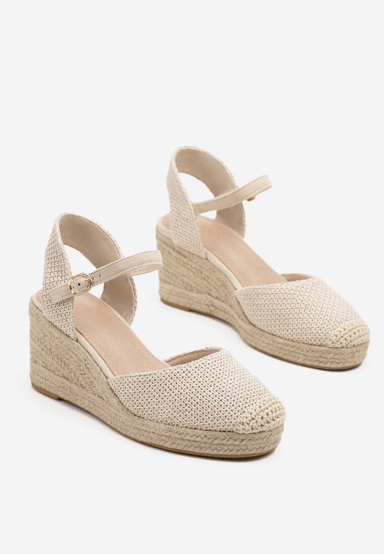 ideal Sandale Bej în stil Espadrile pe Pană Împletită Reflara