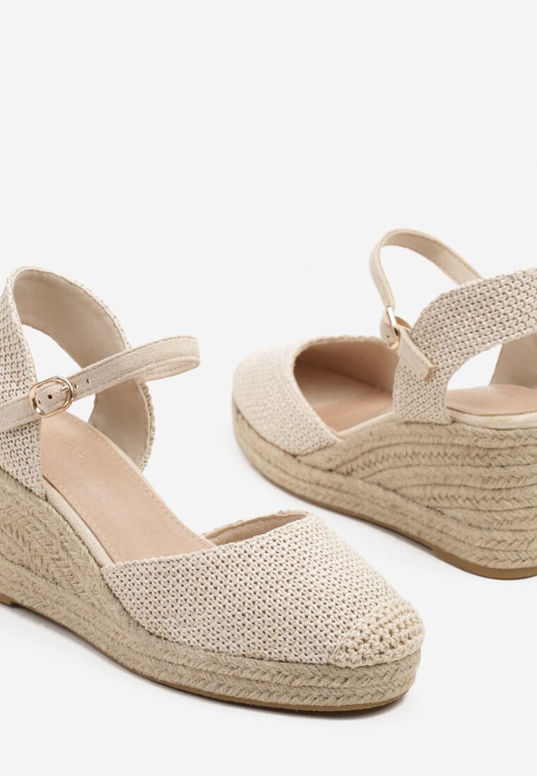 ideal Sandale Bej în stil Espadrile pe Pană Împletită Reflara