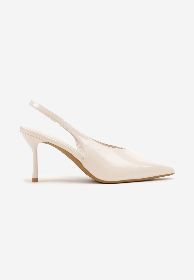 ideal Sandale bej lăcuite cu toc stiletto fără călcâi Fenesia