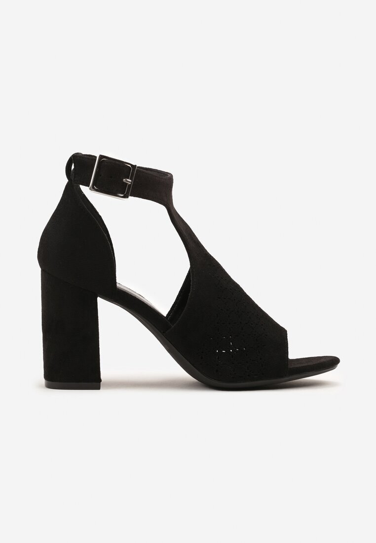 ideal Sandale Botine Negre cu toc gros cu cataramă Ciariva