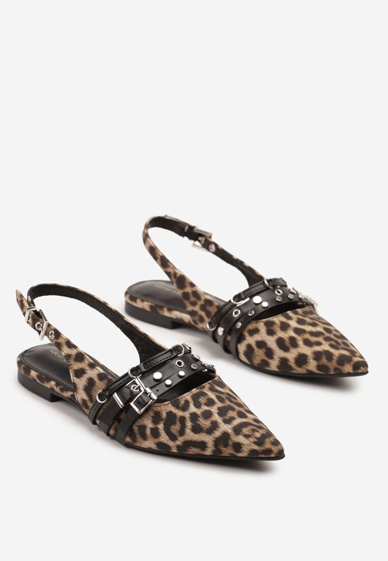 ideal Sandale leopard cu vârf ascuțit și călcâi descoperit cu barete cu catarame Vonaria