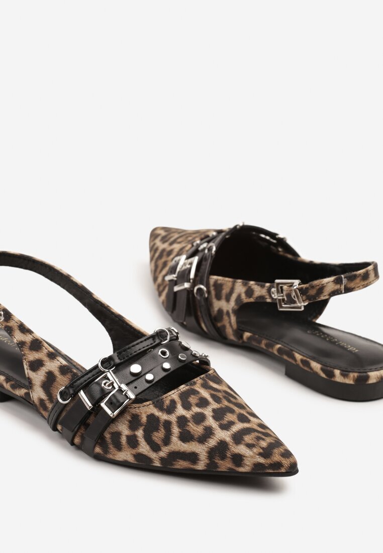 ideal Sandale leopard cu vârf ascuțit și călcâi descoperit cu barete cu catarame Vonaria