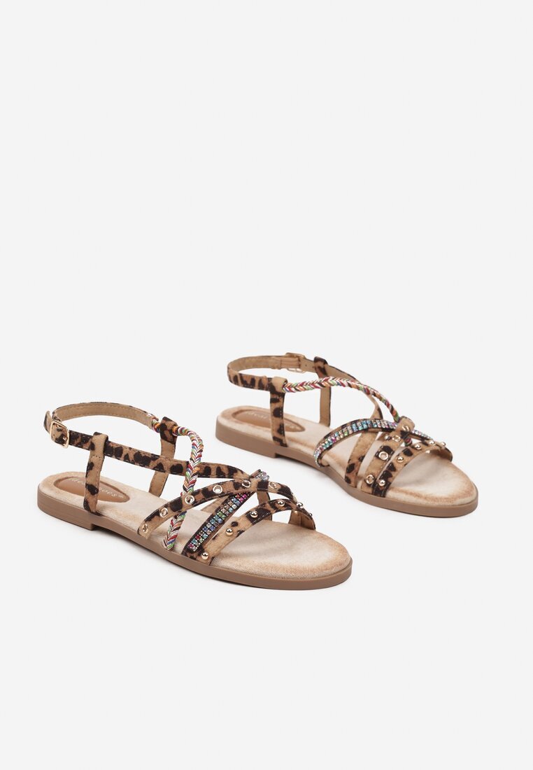 ideal Sandale leopard cu Zirconii și Capse Nanelita