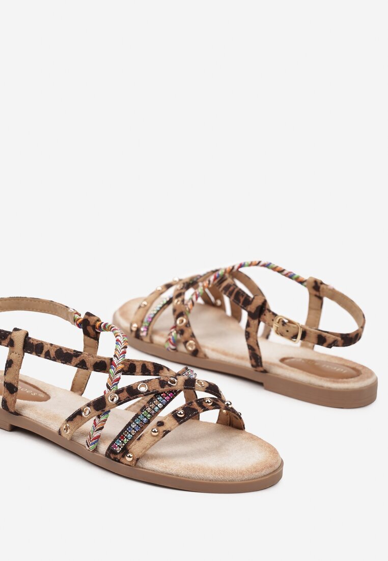 ideal Sandale leopard cu Zirconii și Capse Nanelita