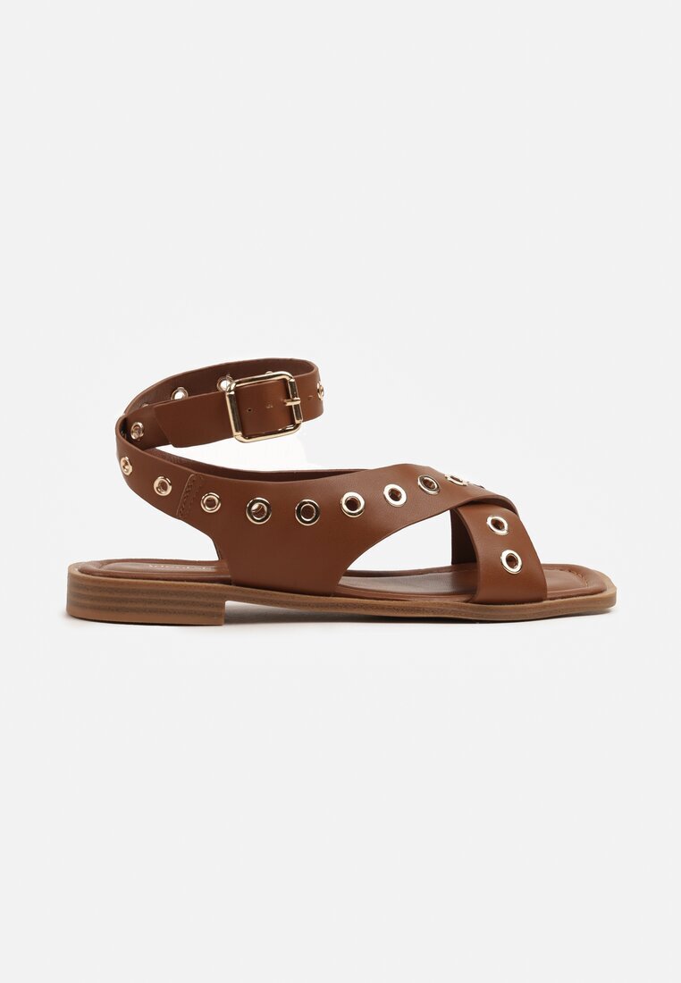 ideal Sandale Maro Gladiator cu Nituri și Vârf Pătrat Annivirae