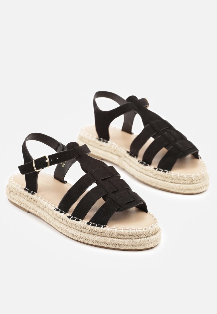 ideal Sandale Negre cu talpă groasă cu împletitură în stil Boho Orrule