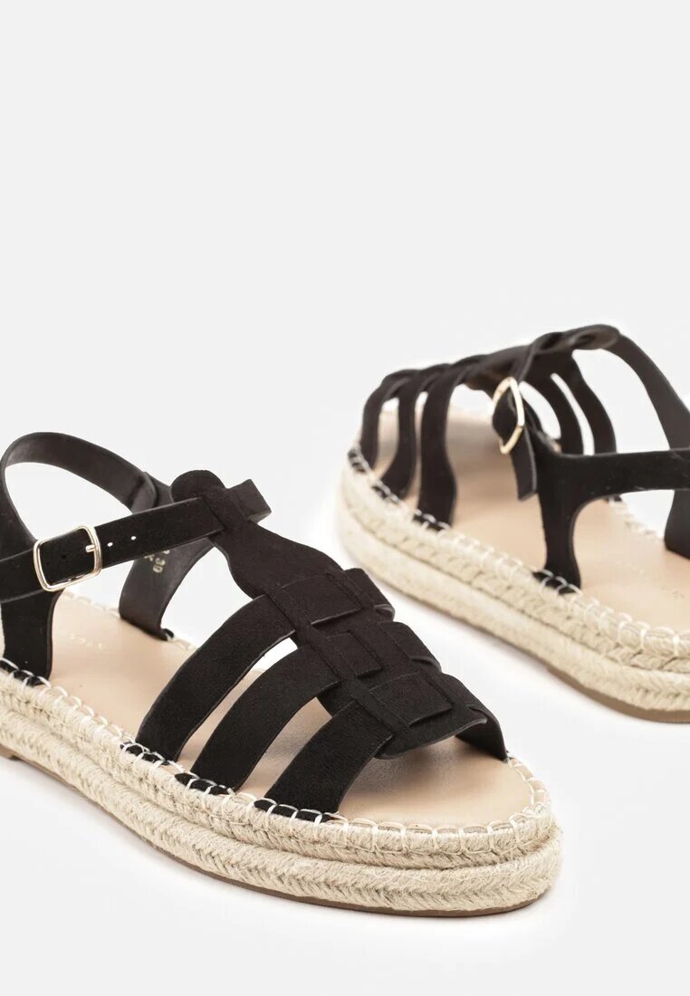 ideal Sandale Negre cu talpă groasă cu împletitură în stil Boho Orrule