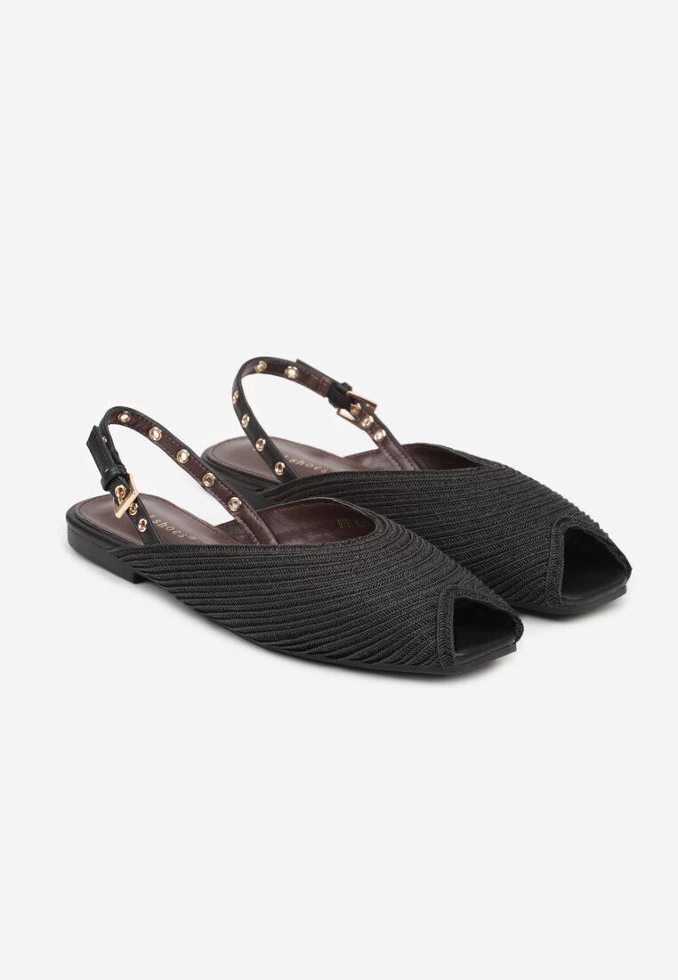 ideal Sandale Negre Decorate cu împletitură și aplicații Hellia
