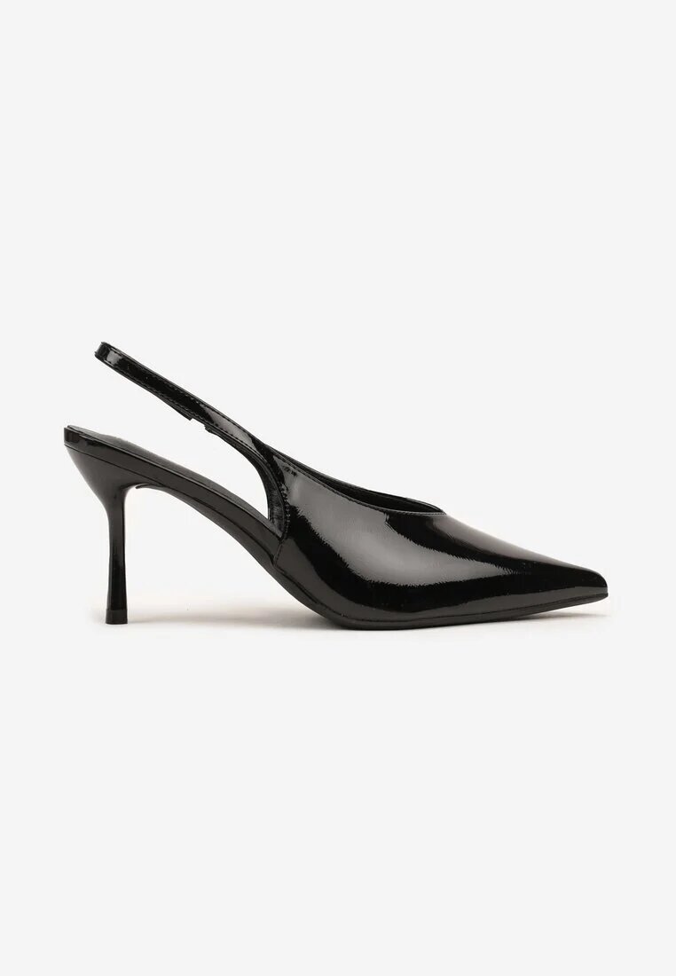 ideal Sandale Negre Lăcuite cu toc cui Fără călcâi Fenesia