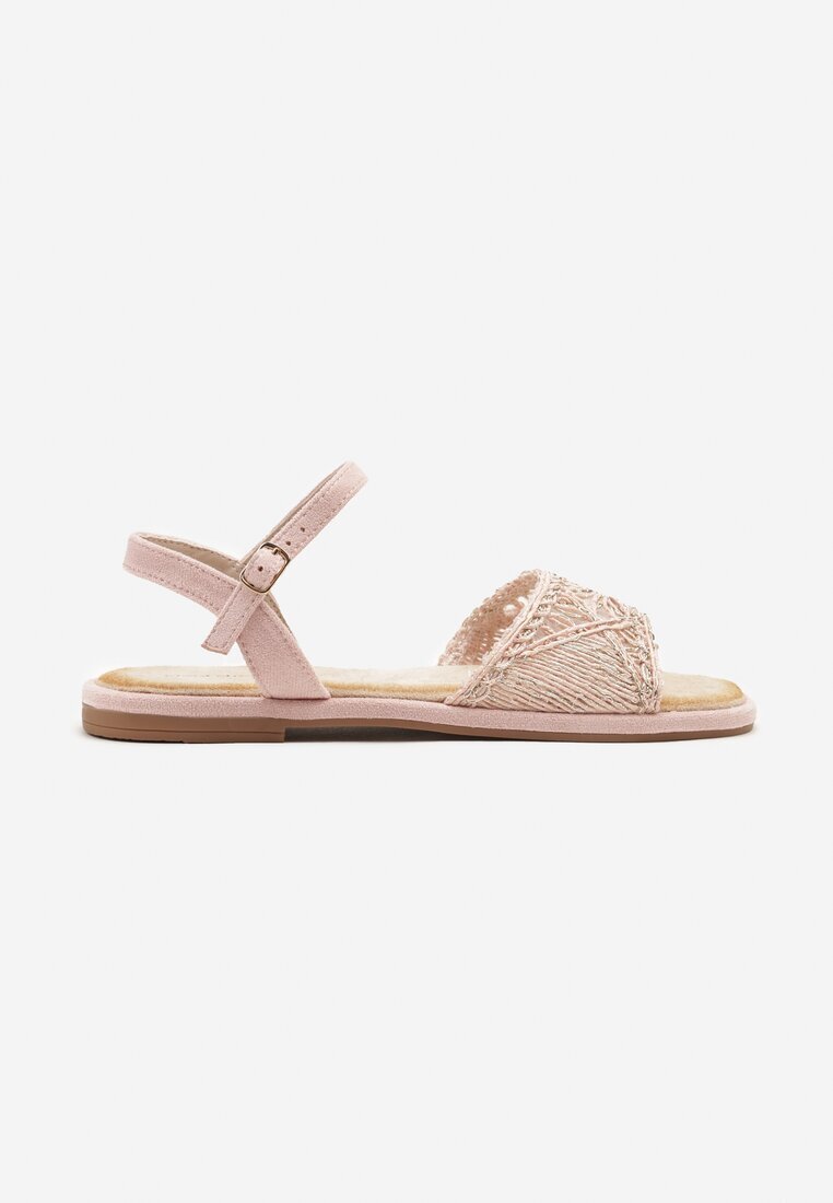 ideal Sandale Roz cu Fir Metalic Divisra