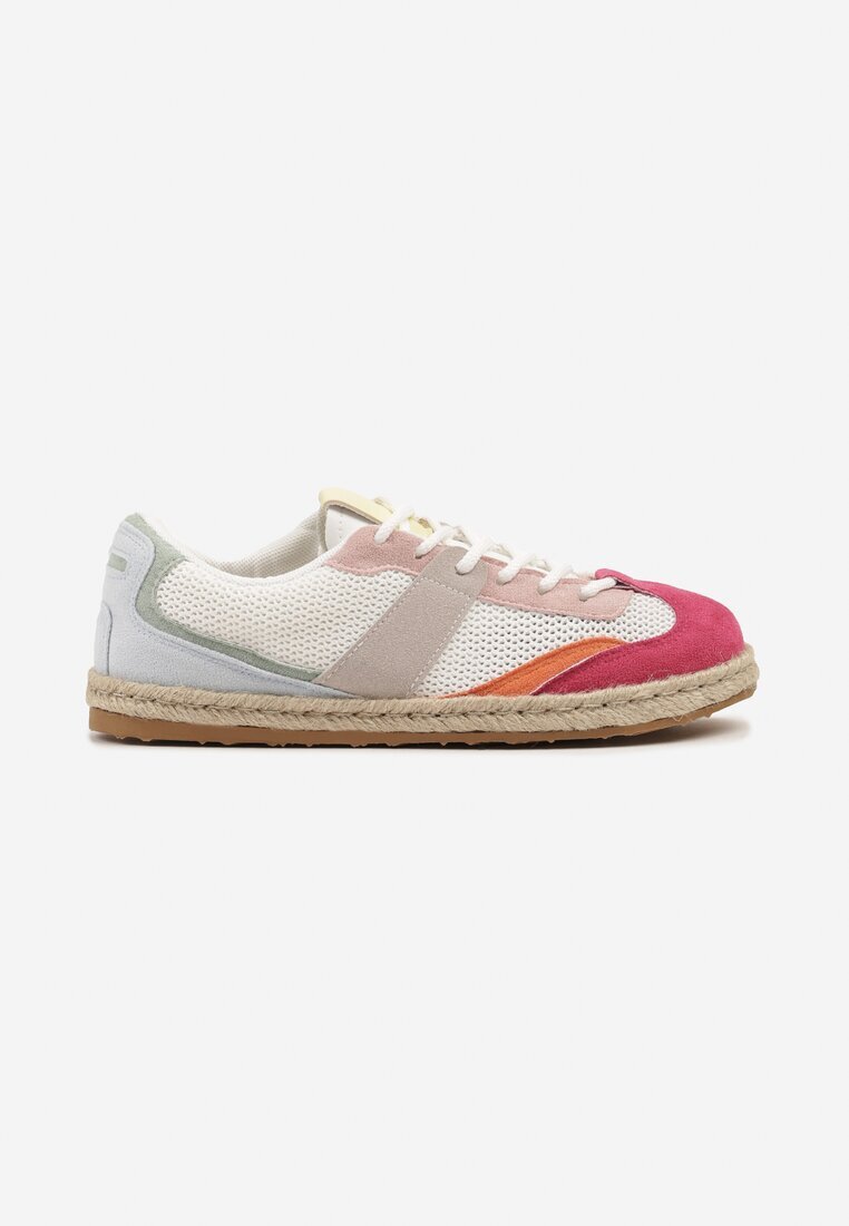 ideal Sneakers Alb-Roșu în stilul tenișilor clasici cu cusături decorative Emloti