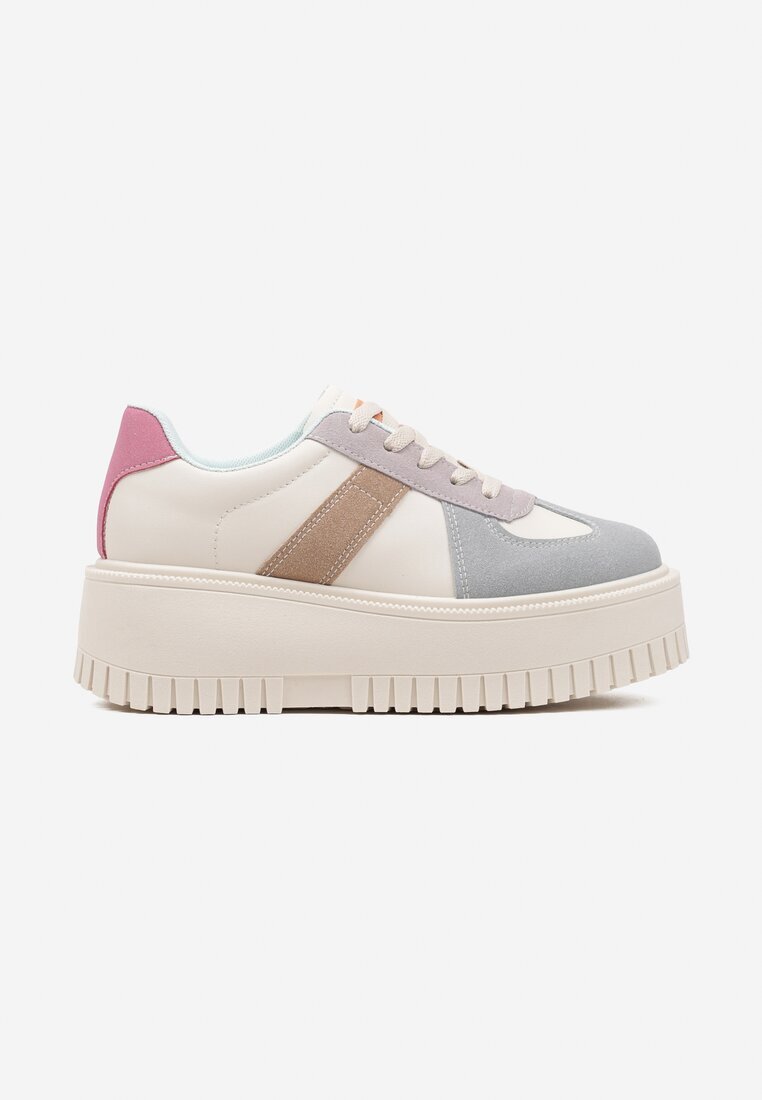 ideal Sneakers Bej și Albastru stil Tenis cu platformă cu relief Firreis