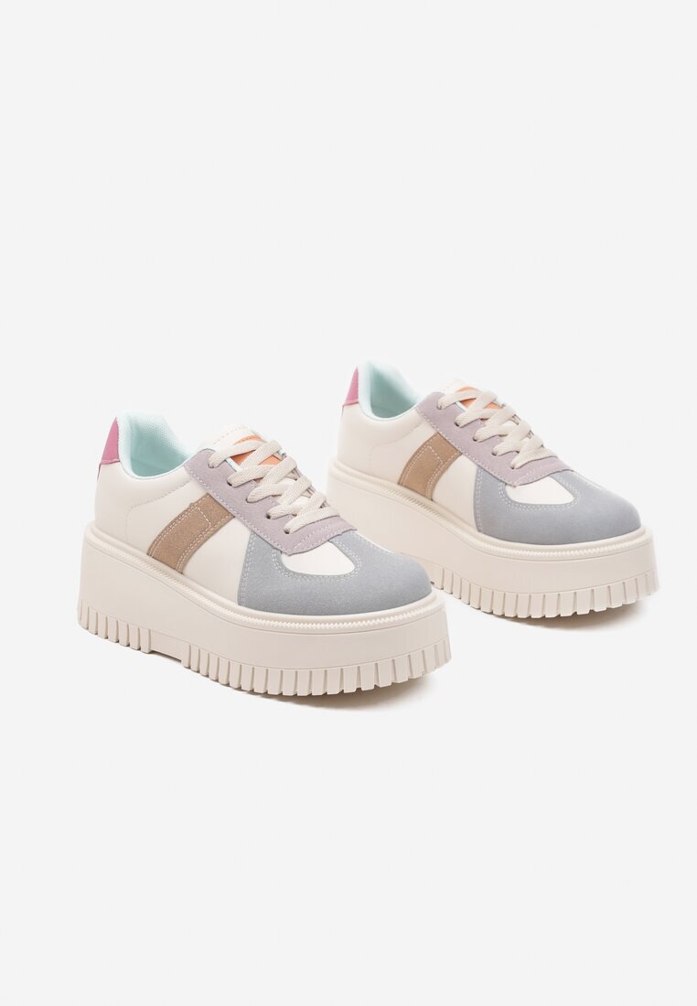 ideal Sneakers Bej și Albastru stil Tenis cu platformă cu relief Firreis