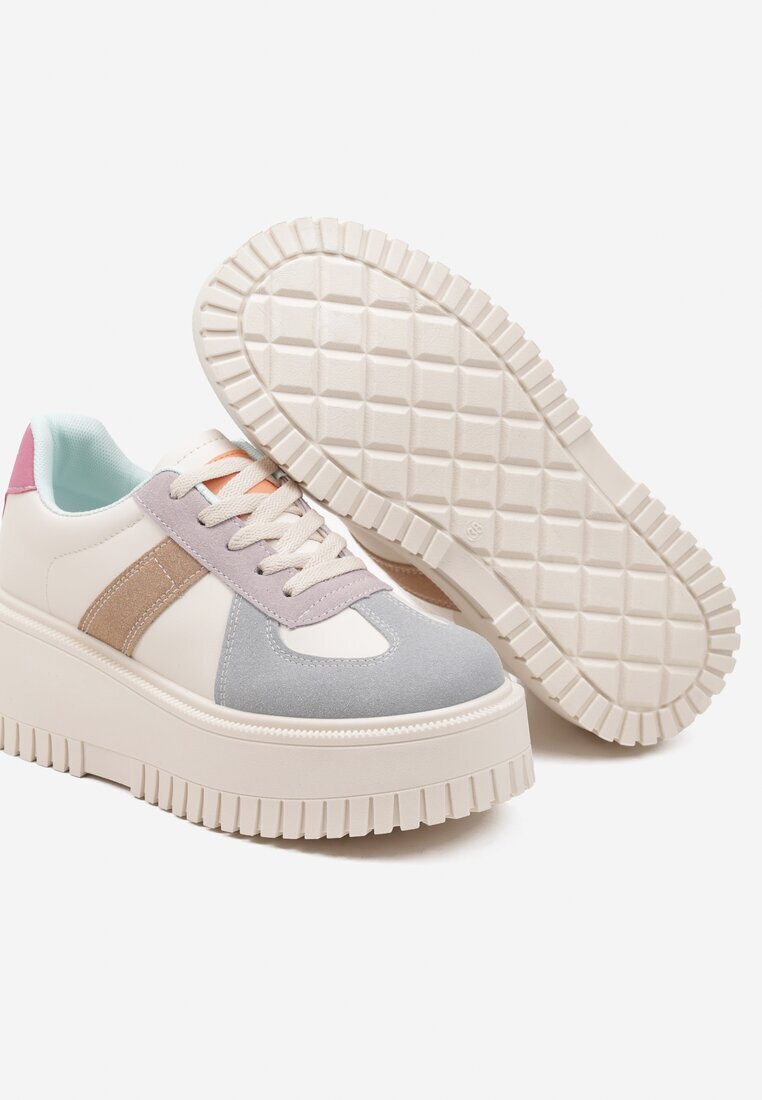 ideal Sneakers Bej și Albastru stil Tenis cu platformă cu relief Firreis