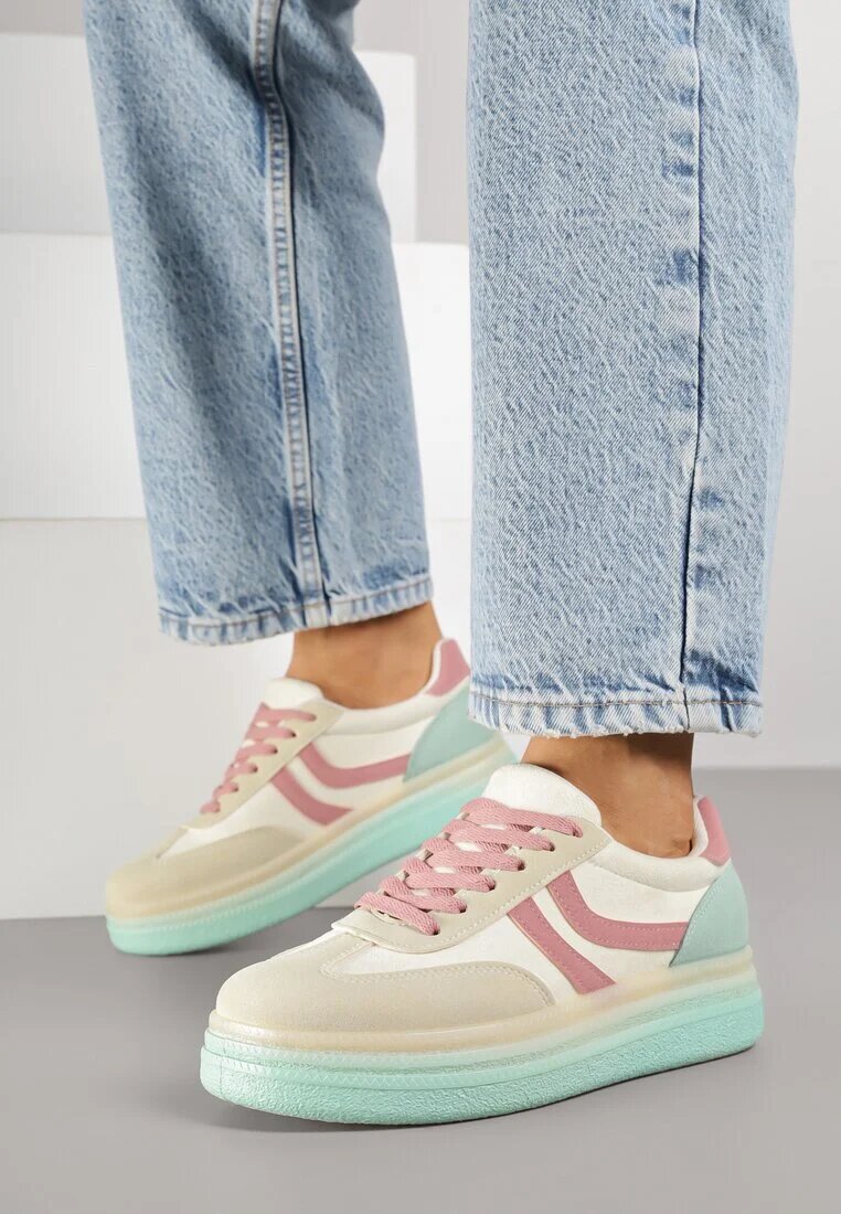 ideal Sneakers galben deschis în stilul tenișilor clasici pe talpă groasă Grelritia
