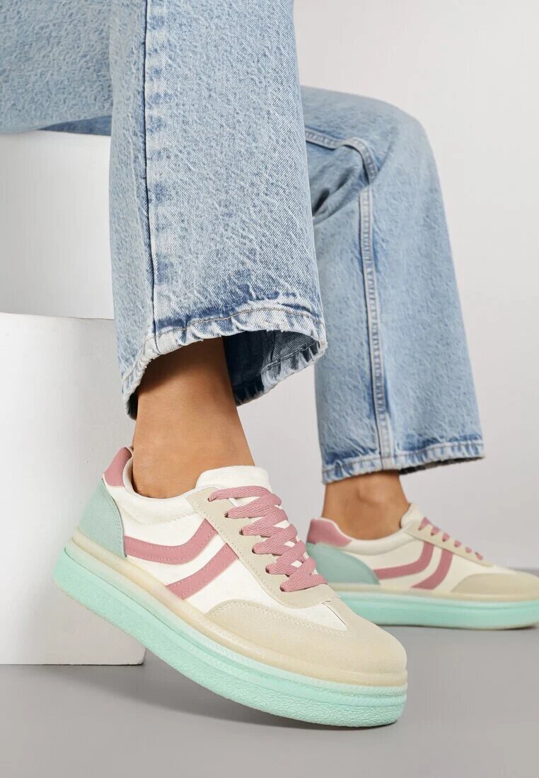 ideal Sneakers galben deschis în stilul tenișilor clasici pe talpă groasă Grelritia