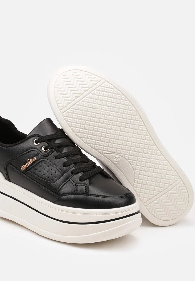 ideal Sneakers negre cu talpă groasă decorate cu sclipici Kariven