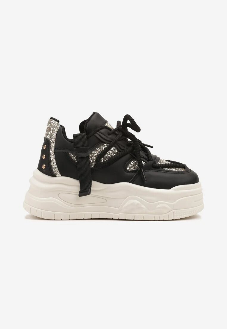 ideal Sneakers Negri Streetwear cu platformă cu sclipici și aplicații Maivessa