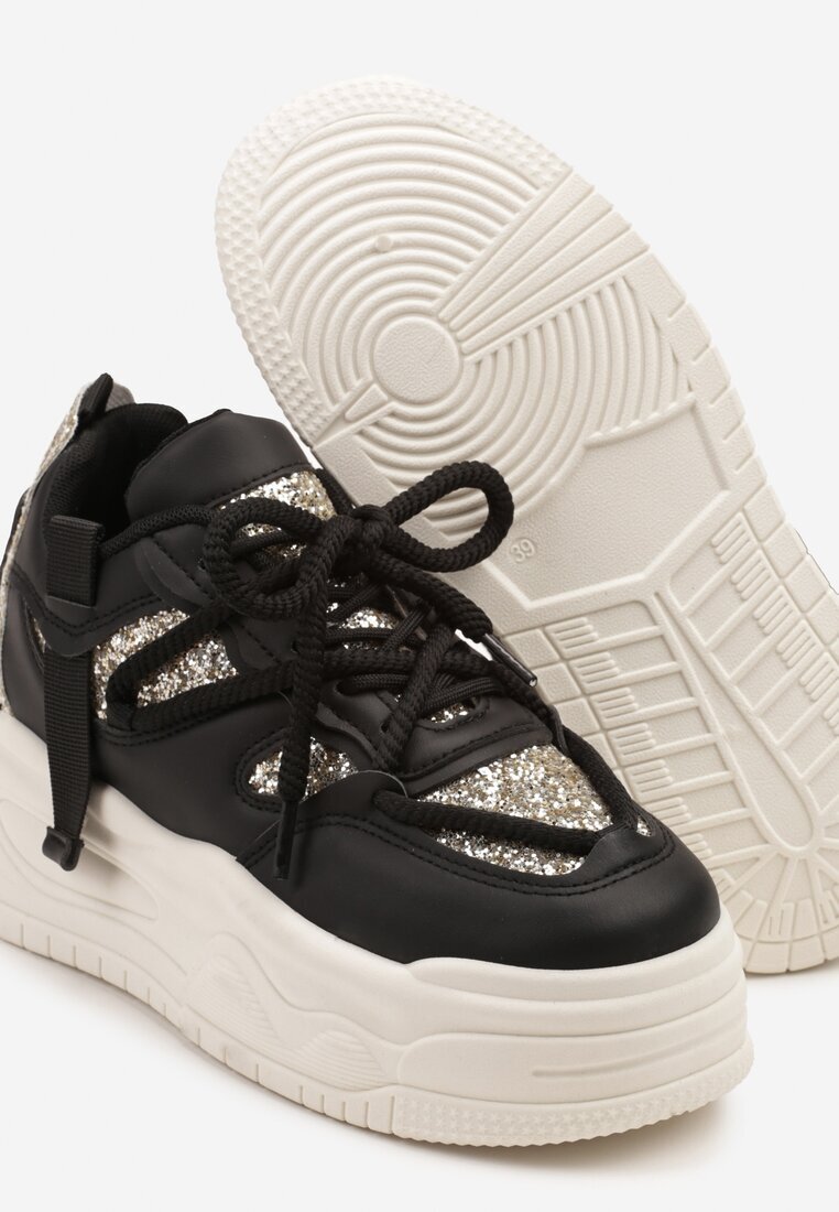 ideal Sneakers Negri Streetwear cu platformă cu sclipici și aplicații Maivessa