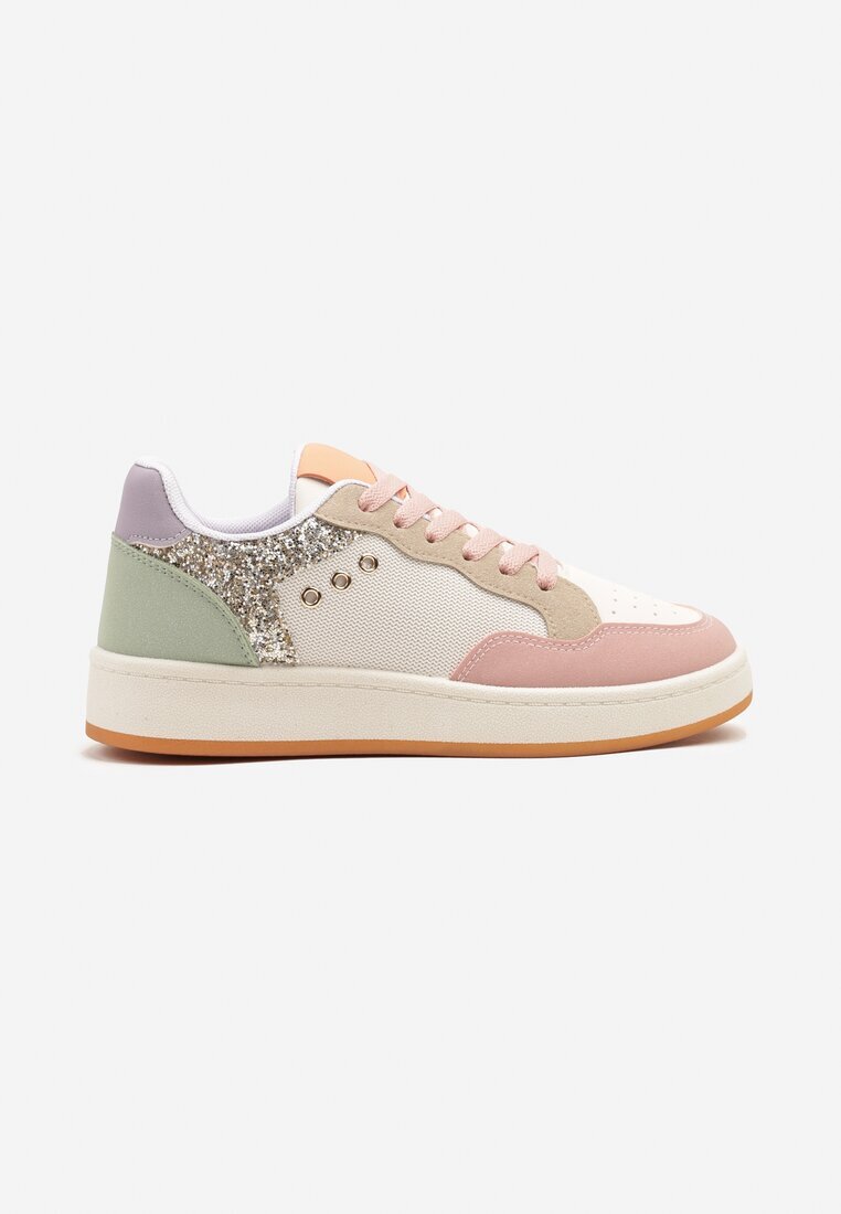 ideal Sneakers Roz-Bej cu Cusături Decorative în Stil Streetwear Neoniela