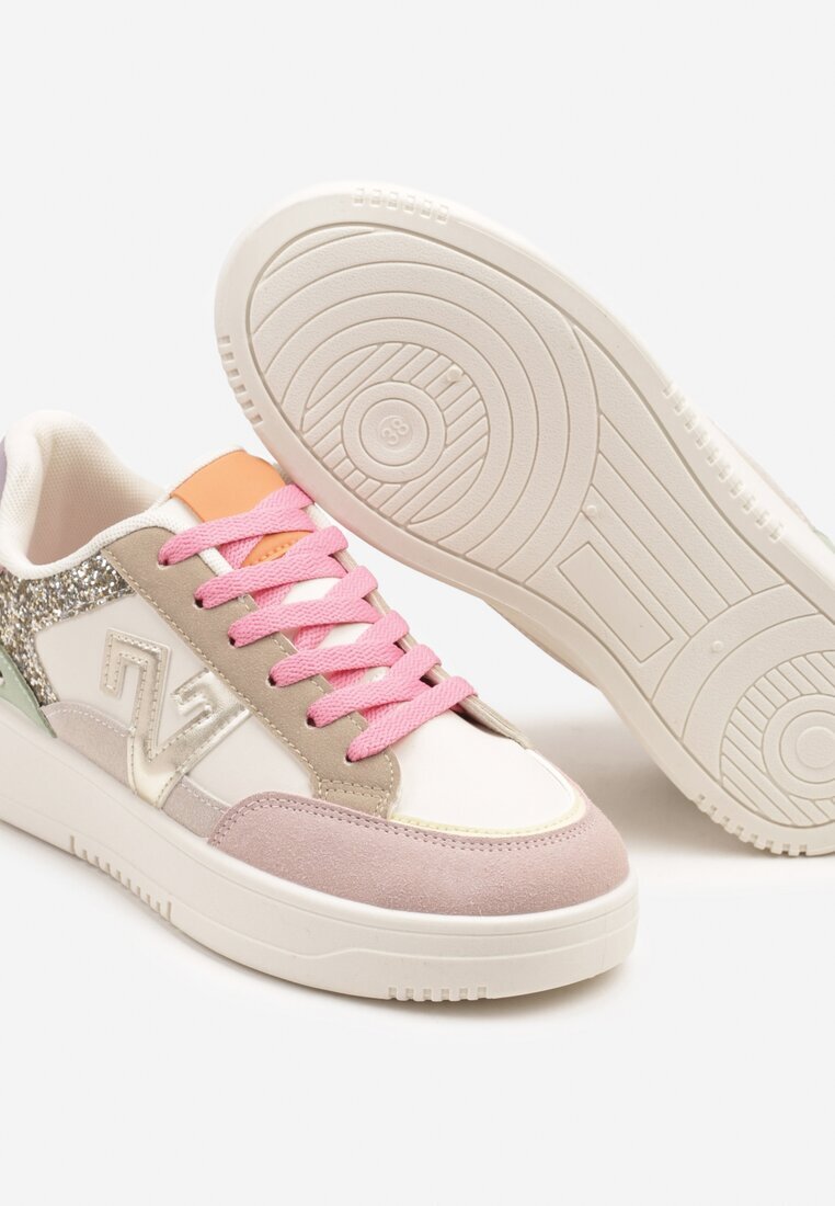 ideal Sneakers roz-bej cu Sclipici și Ornamente Metalice Pillara