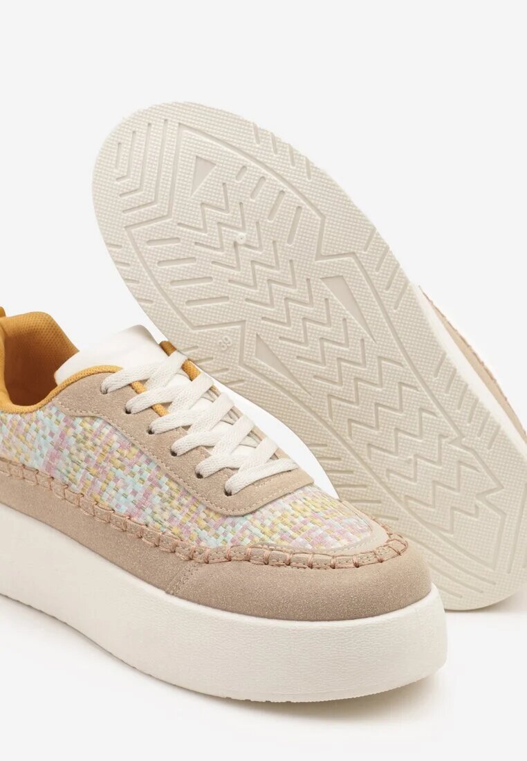 ideal Sneakerși Bej închis cu talpă groasă și parte superioară împletită Nilavanea
