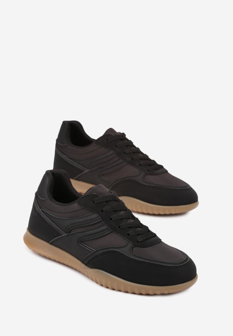 ideal Sneakerși Negri Stil Tenis Decorați cu Model Geometric Fesilia
