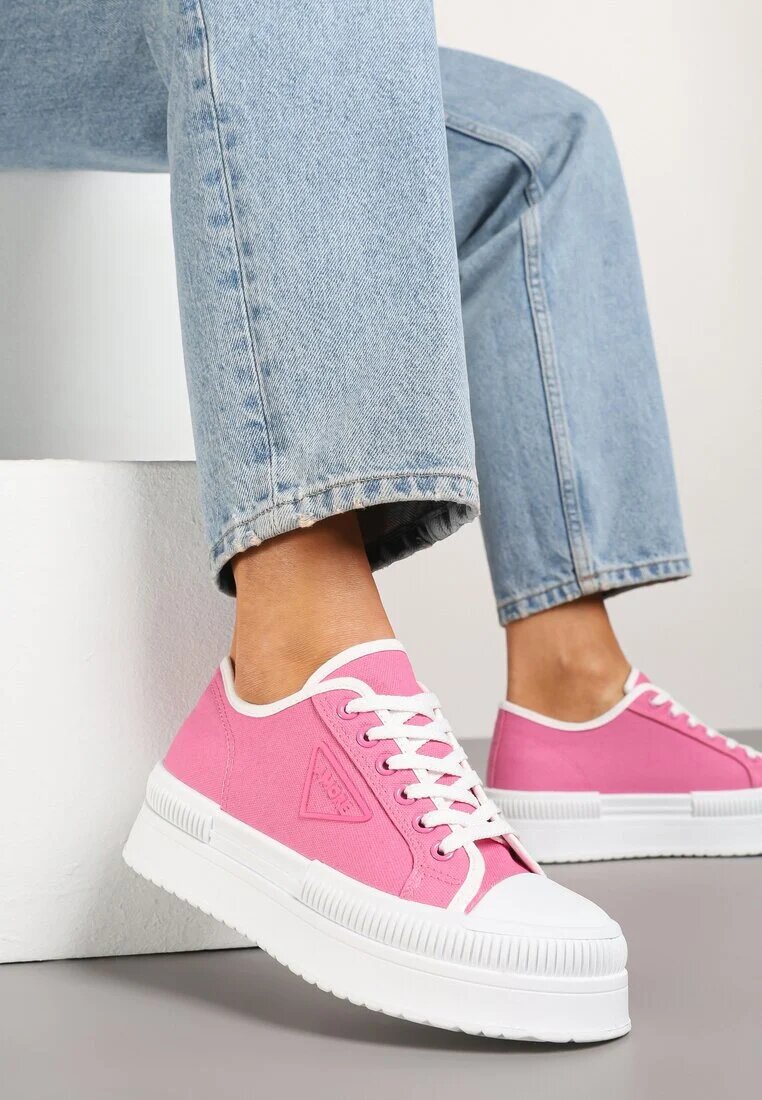 ideal Tenisi Fucsia cu platformă cu petic lateral Alimiora