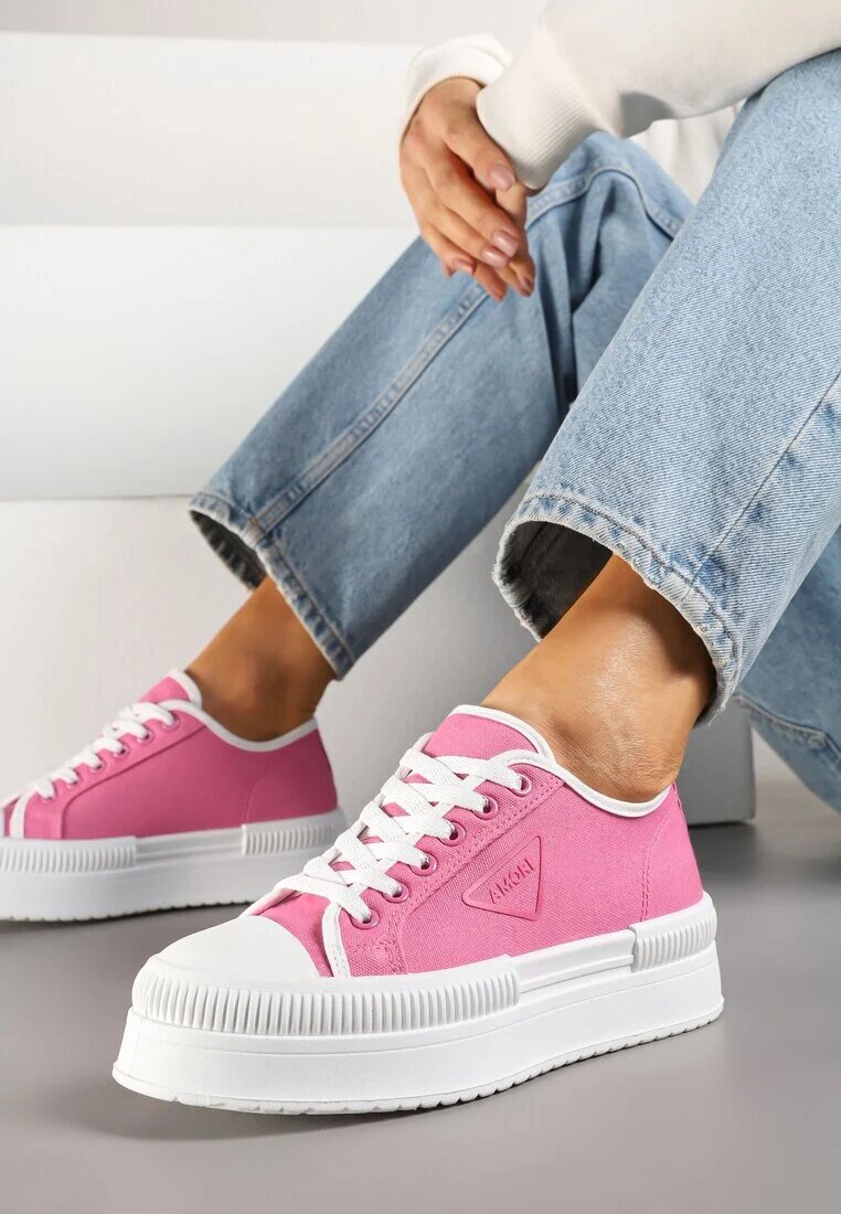 ideal Tenisi Fucsia cu platformă cu petic lateral Alimiora