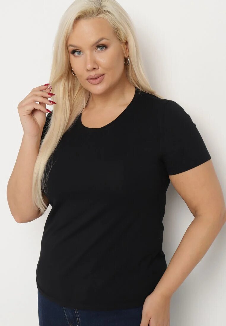ideal Tricou Negru din Bumbac în Stil Clasic Venamia
