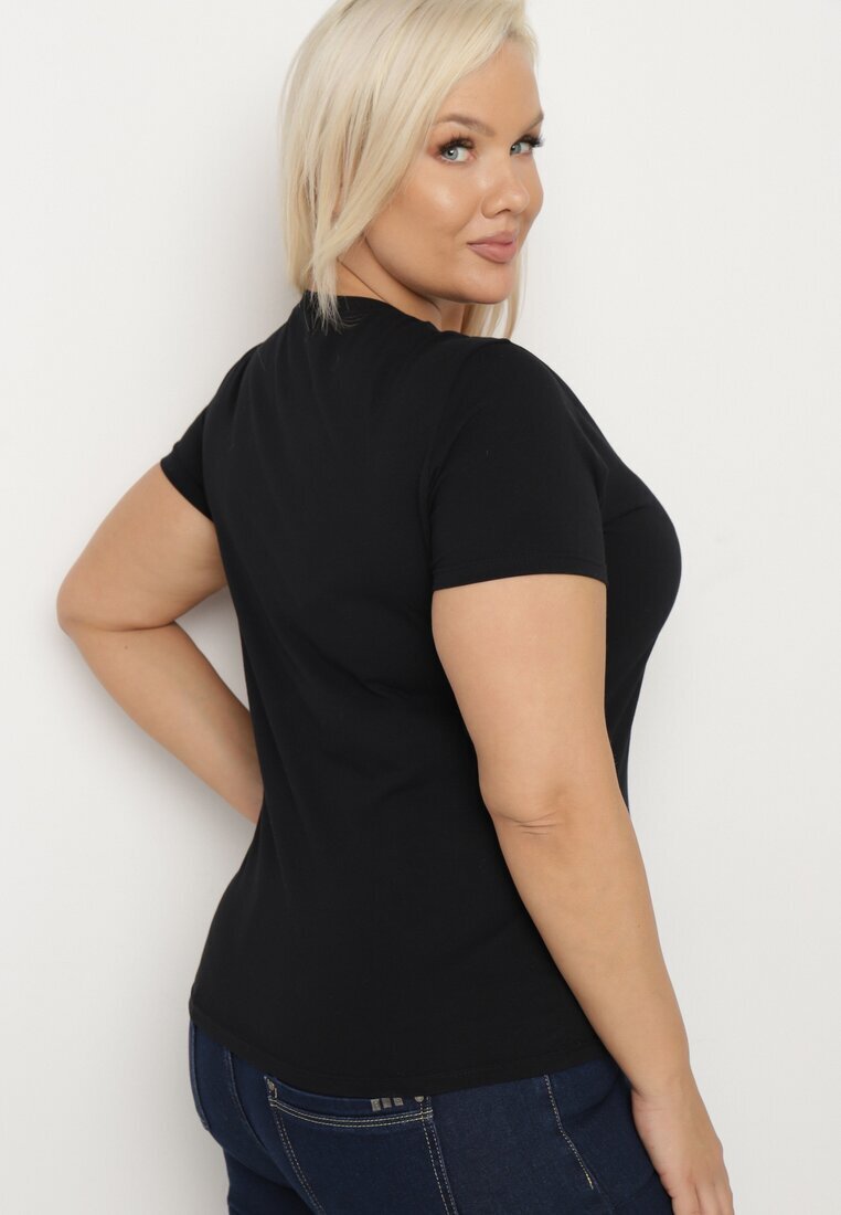 ideal Tricou Negru din Bumbac în Stil Clasic Venamia