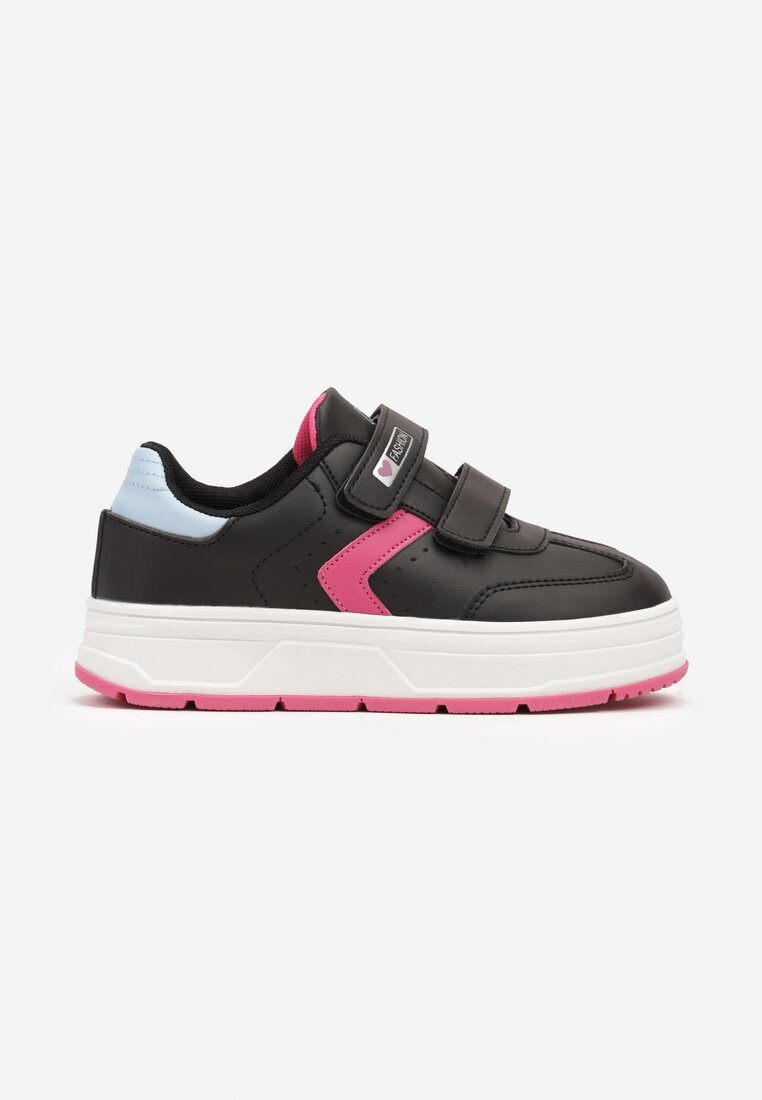  Încălțăminte Sport Negru-Fuchsia cu închidere velcro și cusături decorative Tassea