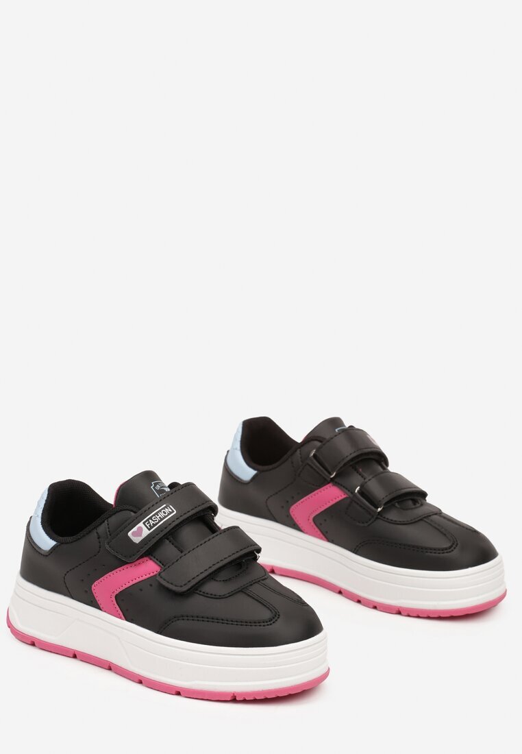  Încălțăminte Sport Negru-Fuchsia cu închidere velcro și cusături decorative Tassea