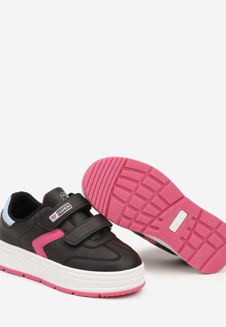  Încălțăminte Sport Negru-Fuchsia cu închidere velcro și cusături decorative Tassea