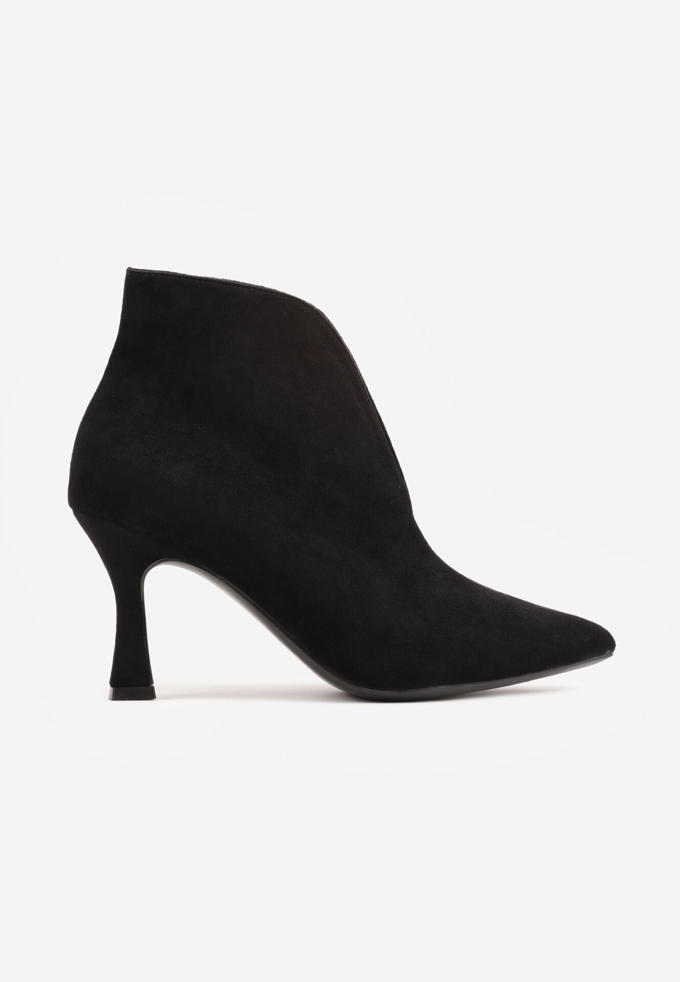 inia Botine Iazara pe toc stiletto tip clepsidră cu carâmb decupat Negre