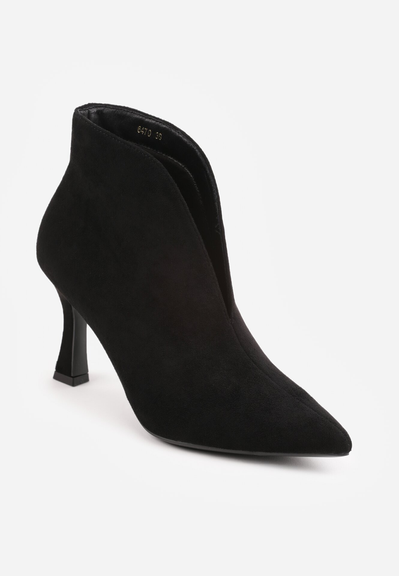 inia Botine Iazara pe toc stiletto tip clepsidră cu carâmb decupat Negre
